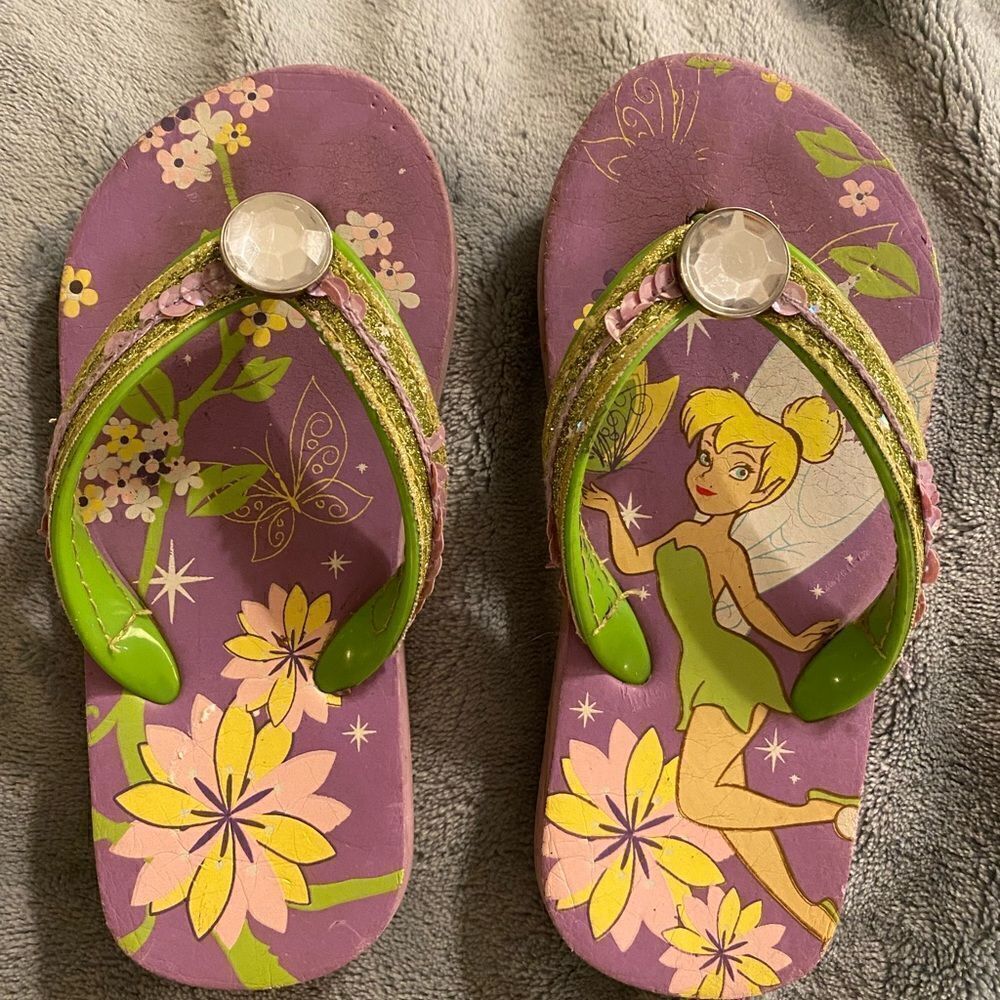 Disney Tinkerbell Girls embellished flip flops